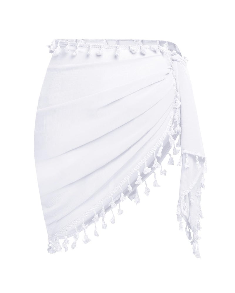 Holipick Sarong Coverups for Women Long Bathing Suit Wraps Skirt Beach Sarongs Wrap Cover Up Tassels White - Image 1