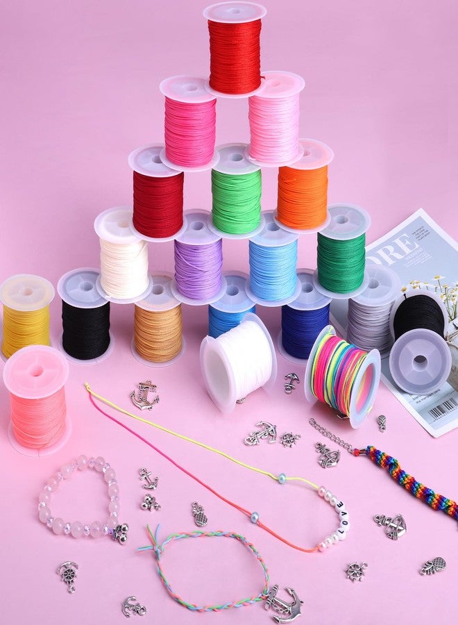 Candygirl Nylon String for Bracelets, 20 Rolls Chinese Knotting Cord 0.7mm Kumihimo Friendship Bracelet String Making Kit Beading Thread for Jewelry Making, Necklaces, Macrame Craft, Wind Chime, Blinds String - Image 5