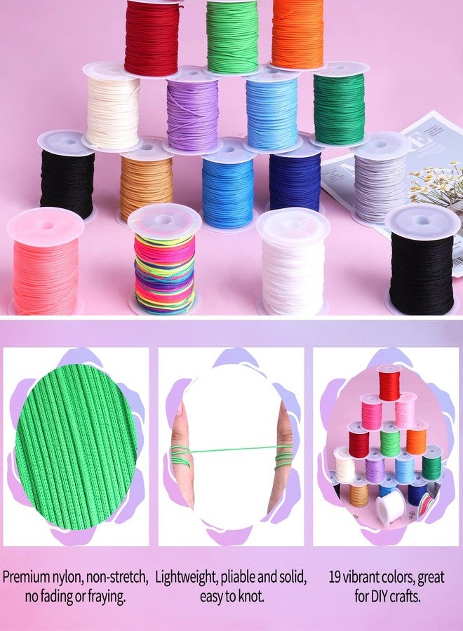 Candygirl Nylon String for Bracelets, 20 Rolls Chinese Knotting Cord 0.7mm Kumihimo Friendship Bracelet String Making Kit Beading Thread for Jewelry Making, Necklaces, Macrame Craft, Wind Chime, Blinds String - Image 2