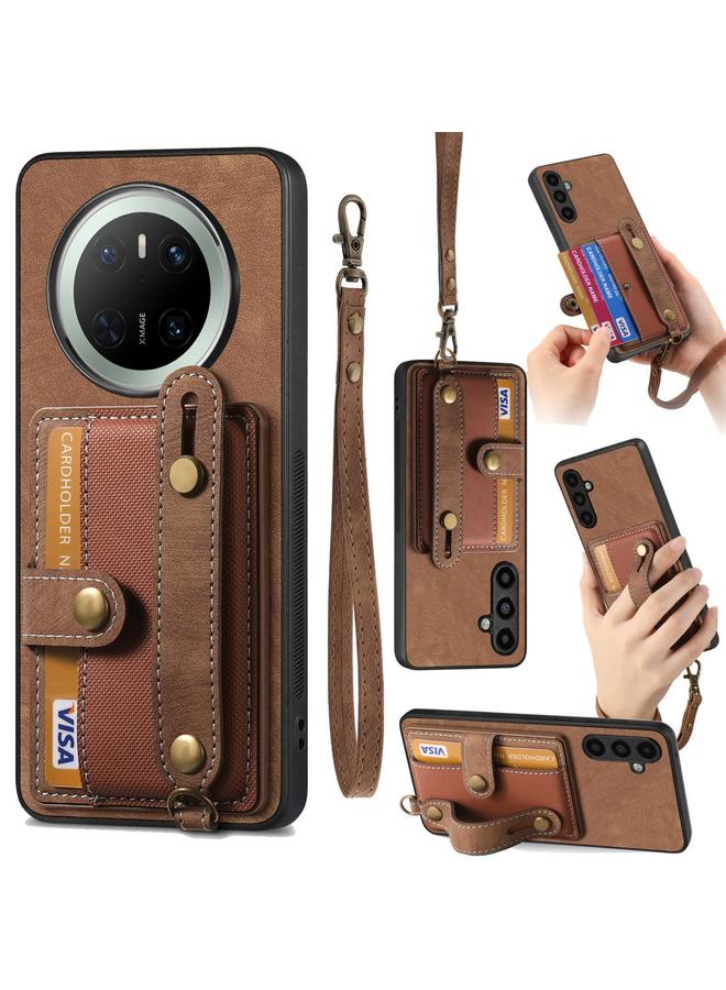 erorex Case For Huawei Mate 70 Retro Cross Wristband Wallet Leather Back Phone Case - Image 1