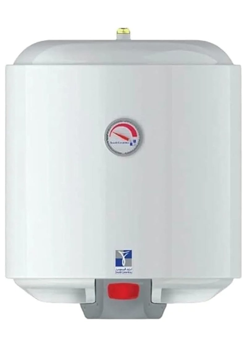 الخزف السعودي سخان الخزف السعودي 50 لتر كهربائي عمودي – تصميم أنيق وعملي، خزان مقاوم للصدأ، كفاءة تسخين عالية، توفير كهرباء وأمان طويل الأمد للمنزل - Image 1