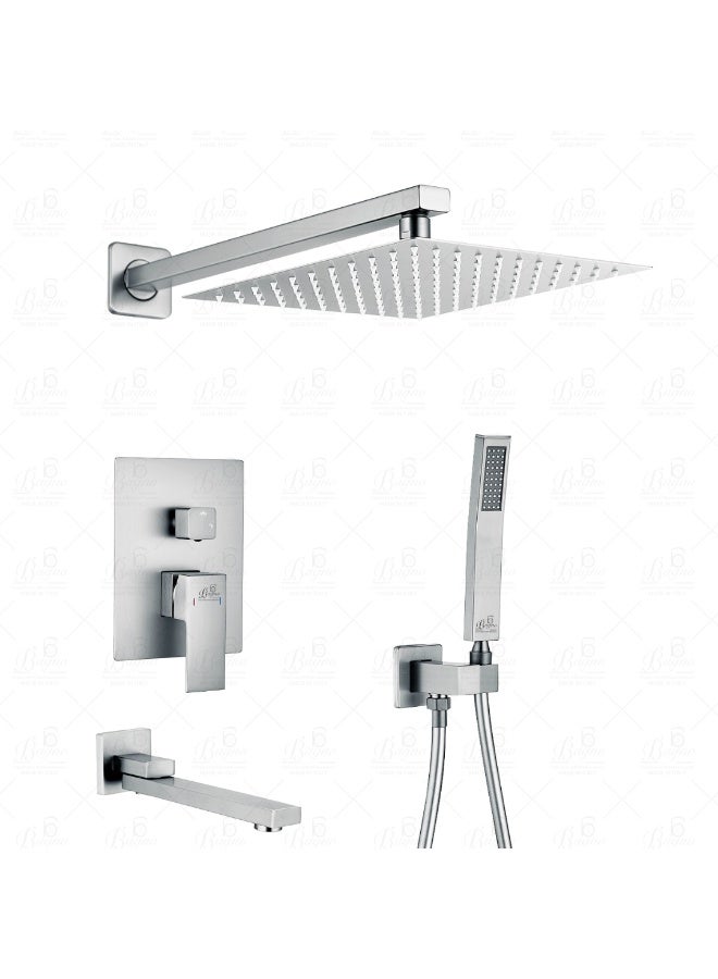 B BAGNO 9063-1CR Concealed Shower System – Wall-Mounted, Chrome Finish, Rain Shower & Handheld Combo, Durable Brass Body – Luxury Bathroom Fitting - Image 1