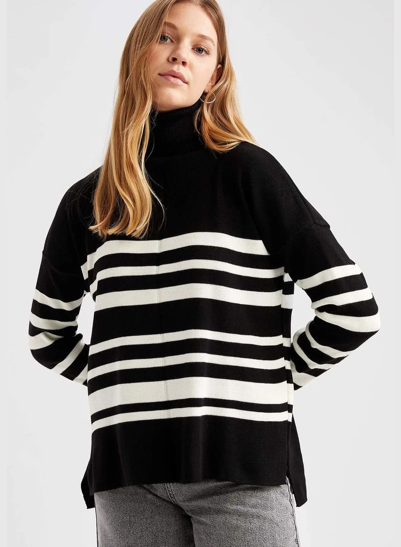 DeFacto Woman Tricot Regular Fit Mock Neck Long Sleeve Tricot Tunic