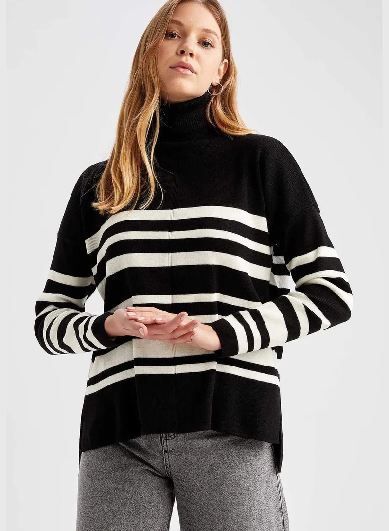 DeFacto Woman Tricot Regular Fit Mock Neck Long Sleeve Tricot Tunic