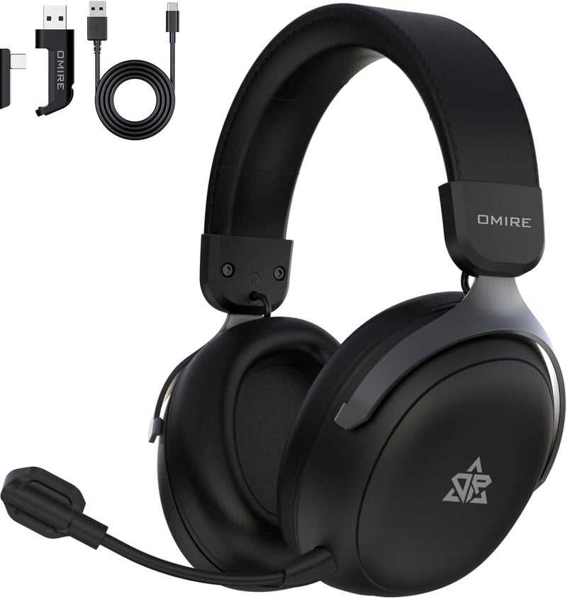 OMIRE RB-D9 Wireless Gaming Headset 7.1 Surround Sound Compatible with PS5,PC,PS4,Phone,Switch,Gaming Headphones,Noise Canceling Mic 2.4Ghz USB Computer Headset Bluetooth 5.4,Low Latency For FPS Games - Image 1