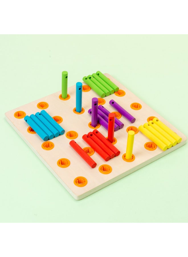 Wooden Stick Threading Children's Toys Fine Motor Training Early Education Puzzle Wooden Threading Board Desktop Game-Color:Wooden Stick Threading Board  - Image 2