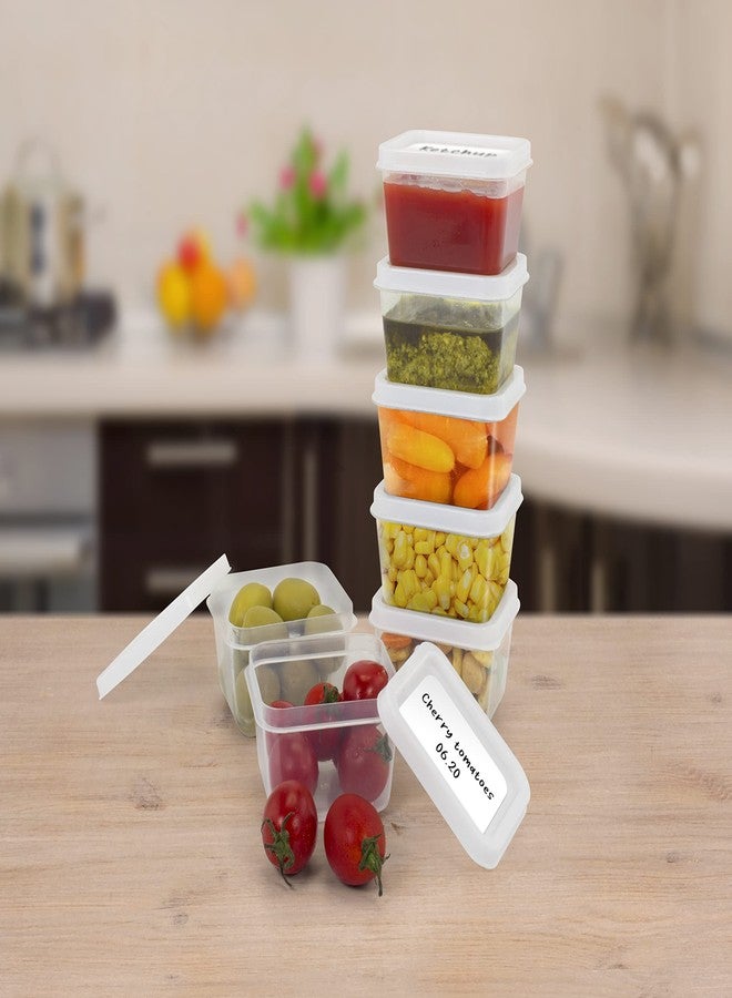 ZENVY 50 Pack Mini Reusable 2oz Containers | Includes 50 Plastic 2oz Food Containers and Lids | For Sauces, Dips, Crafts & More (White, Rectangle) - Image 1