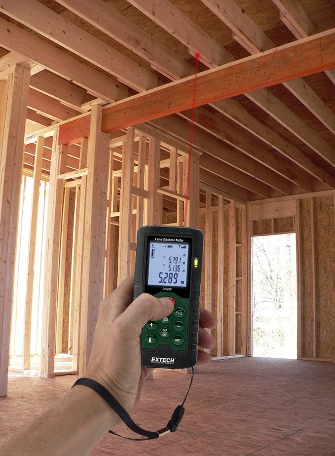 إكستيك جهاز قياس المسافة بالليزر Extech DT60M - 196 قدمًا/60 مترًا، قياس ليزر رقمي مع وظائف المساحة/الحجم/الارتفاع غير المباشر، شاشة بإضاءة خلفية، وضع فيثاغورس، بحجم الجيب، أداة احترافية - Image 2