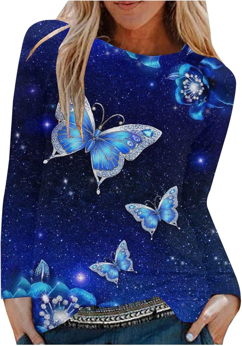 cheekyglo Crewneck Sweatshirt Women's Long Sleeve Blouse Casual Fashion Print Oversize Pullover Lightweight Loose Tunic Tops - Image 1