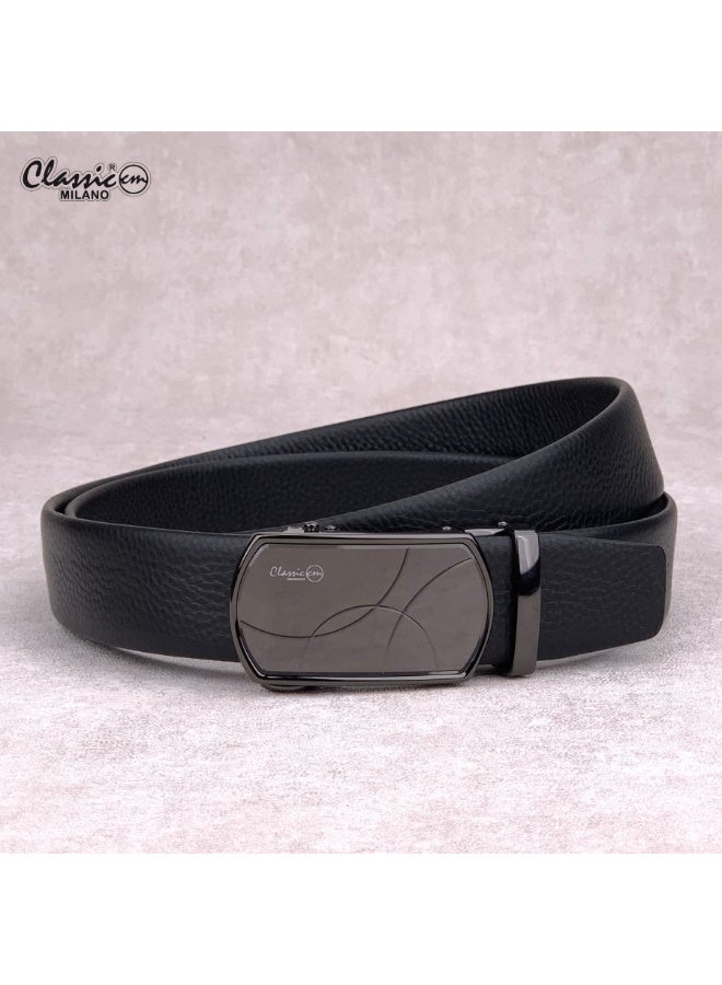 Classic Milano Men’s Leather Belt for men Fashion Belt Ratchet Dress Belts for men with Automatic Click Buckle for Mens Belt Enclosed in an Elegant Gift Box ALTHQ-3705-8 (Black) by Milano Leather - Image 1