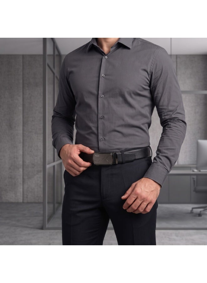 Classic Milano Men’s Leather Belt for men Fashion Belt Ratchet Dress Belts for men with Automatic Click Buckle for Mens Belt Enclosed in an Elegant Gift Box ALTHQ-3705-8 (Black) by Milano Leather - Image 3