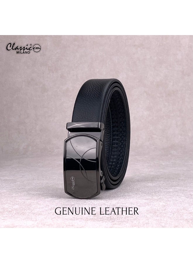 Classic Milano Men’s Leather Belt for men Fashion Belt Ratchet Dress Belts for men with Automatic Click Buckle for Mens Belt Enclosed in an Elegant Gift Box ALTHQ-3705-8 (Black) by Milano Leather - Image 4