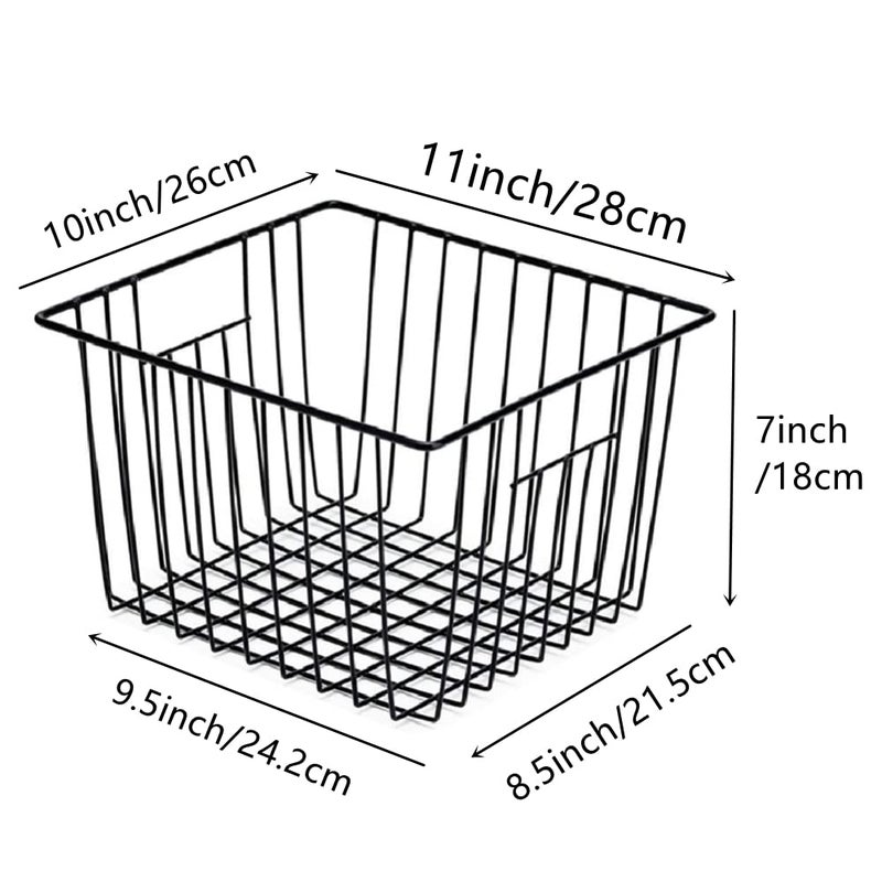 Slideep Wire Metal Basket Bin Storage Baskets Modern Farmhouse Food  Vegetable  Shampoo  Clothes  Fruits Storage Organizer Basket for Kitchen Pantry Bathroom Black 3 Packs - Image 5