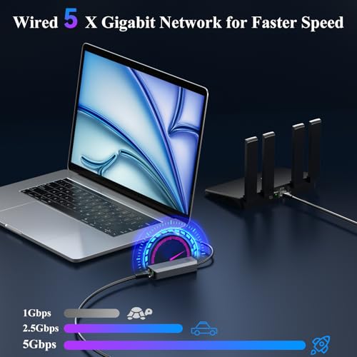 Minthouz 5Gbps USB-C to Ethernet Adapter, RJ45 to USB C 5 Gigabit LAN Network Adapter, Grey Aluminum Case Ethernet to USB Network Dongle Compatible with Laptops, Computers, MacBook, Surface and More - Image 3