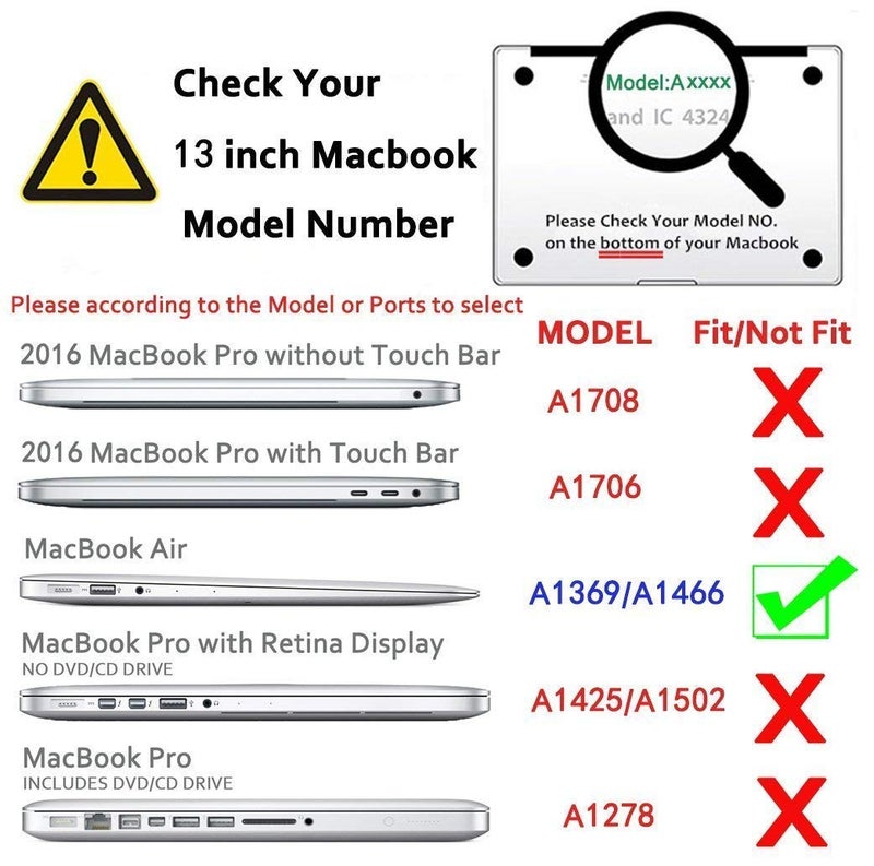 Moca Hard Shell Cover Case for Old MacBook Air 13 13.3 inch A1466 A1369 (2010-2017 Release) MacBook Air Shell Cover Case (Deep Green) - Image 2