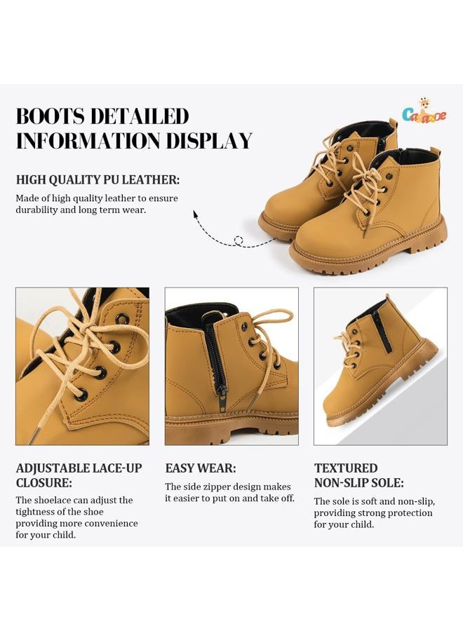 Casazoe Toddler Boys Girls Boots Little Kid Classic Work Boots Side Zipper Casual Walking Hiking Shoe High Top Lace Up Combat Ankle Shoes - Image 5