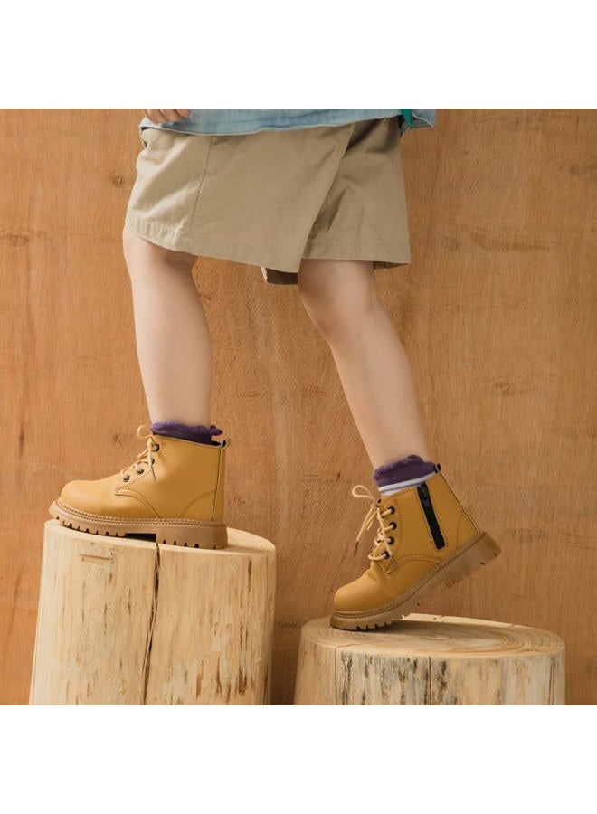 Casazoe Toddler Boys Girls Boots Little Kid Classic Work Boots Side Zipper Casual Walking Hiking Shoe High Top Lace Up Combat Ankle Shoes - Image 2
