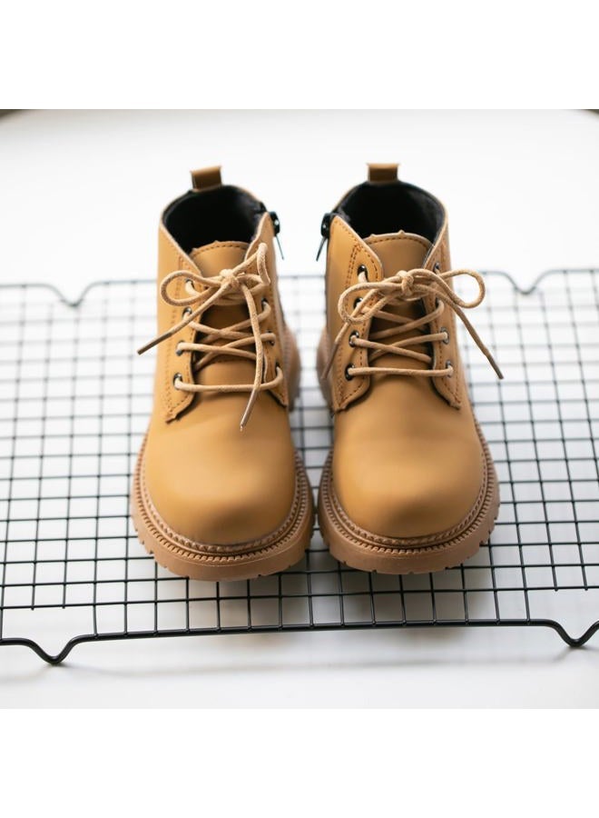 Casazoe Toddler Boys Girls Boots Little Kid Classic Work Boots Side Zipper Casual Walking Hiking Shoe High Top Lace Up Combat Ankle Shoes - Image 3