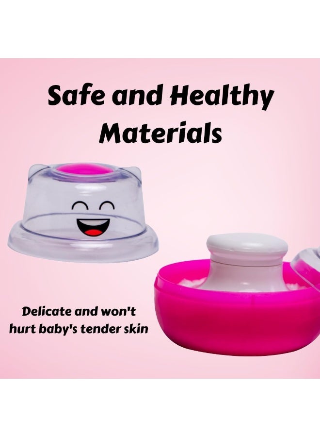 ادور مجموعة منتفخة البودرة من Adore WOW - منتفخة بودرة ما بعد الاستحمام للعناية بالطفل مع صندوق حامل بودرة التلك المحمول (وردي مبتسم) - Image 4