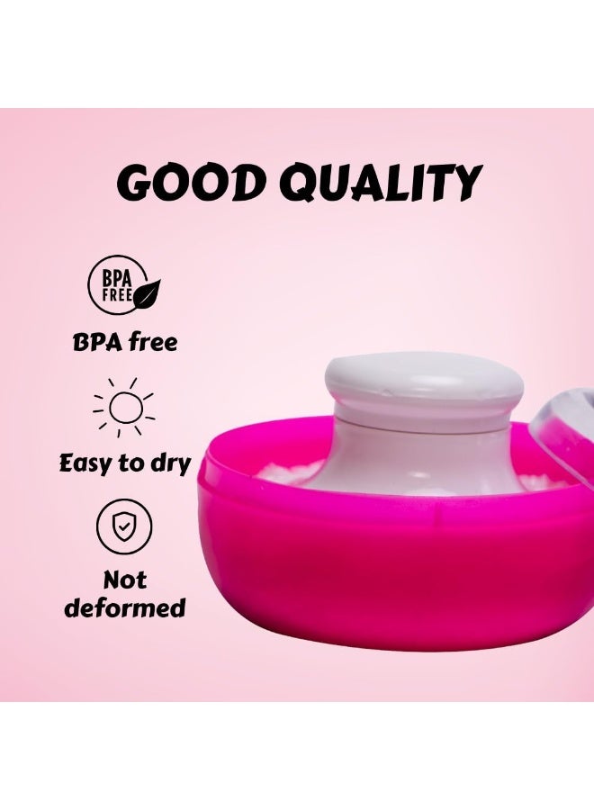 ادور مجموعة منتفخة البودرة من Adore WOW - منتفخة بودرة ما بعد الاستحمام للعناية بالطفل مع صندوق حامل بودرة التلك المحمول (وردي مبتسم) - Image 5