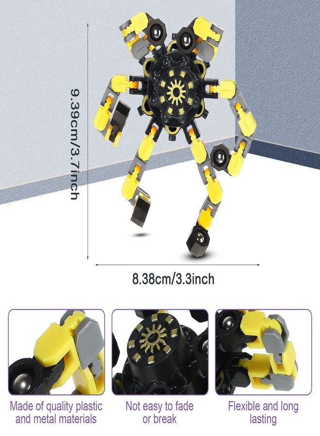 Junkin 100 Pcs Funny Sensory Fidget Toy Bulk Transformable Chain Robot Finger Toys Fidget Spinners Stress Relief Fingertip Gyro Deformable Mechanical Spiral Spinner for Adult Kids ADHD(Classic) - Image 2