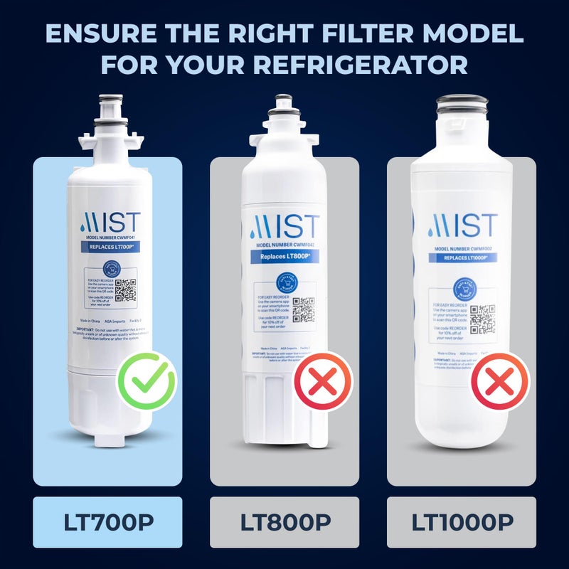 مست استبدال فلتر المياه Mist Lt700P لفلتر مياه الثلاجة Lg Adq36006101 متوافق مع Adq36006102 Kenmore Elite 9690 46-9690 469690 Rfc 1200A Fml-3 Lfx31925St (عبوة واحدة) - Image 4