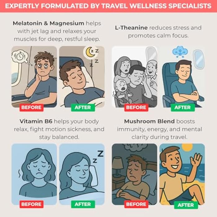 FlyHugz Travel Sleep Support Gummies for Adults with Melatonin L Theanine and Magnesium 60 Vegan Gummies 30 Day Supply Supports Relaxation Calm and Restful Sleep Raspberry Flavor - Image 4