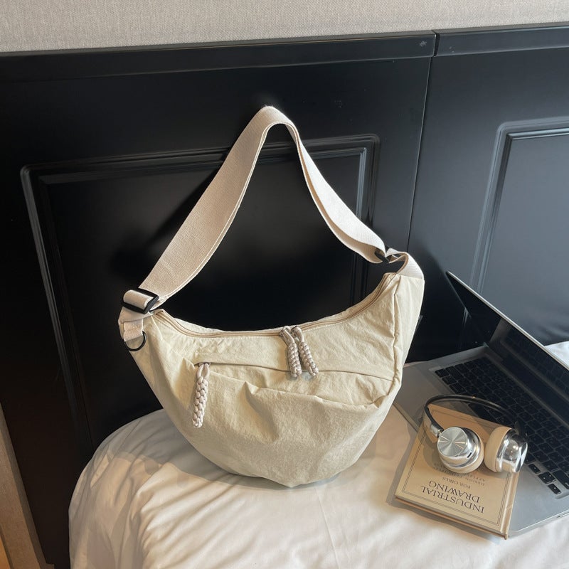 Japanese-Style Crossbody Canvas Bag For Women Large-Capacity Shoulder Dumpling Bag Niche Design Commuter Bag Versatile - Image 1
