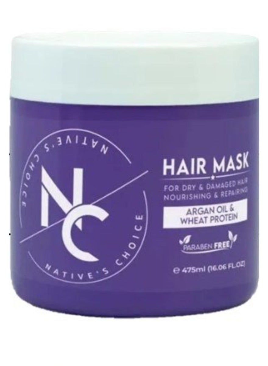 HAIR MASK FOR DRAY & DAMAGED HAIR - NOURTISHING & REPAIRING ARGAN OIL & WHATE PROTEIN - 475 ML