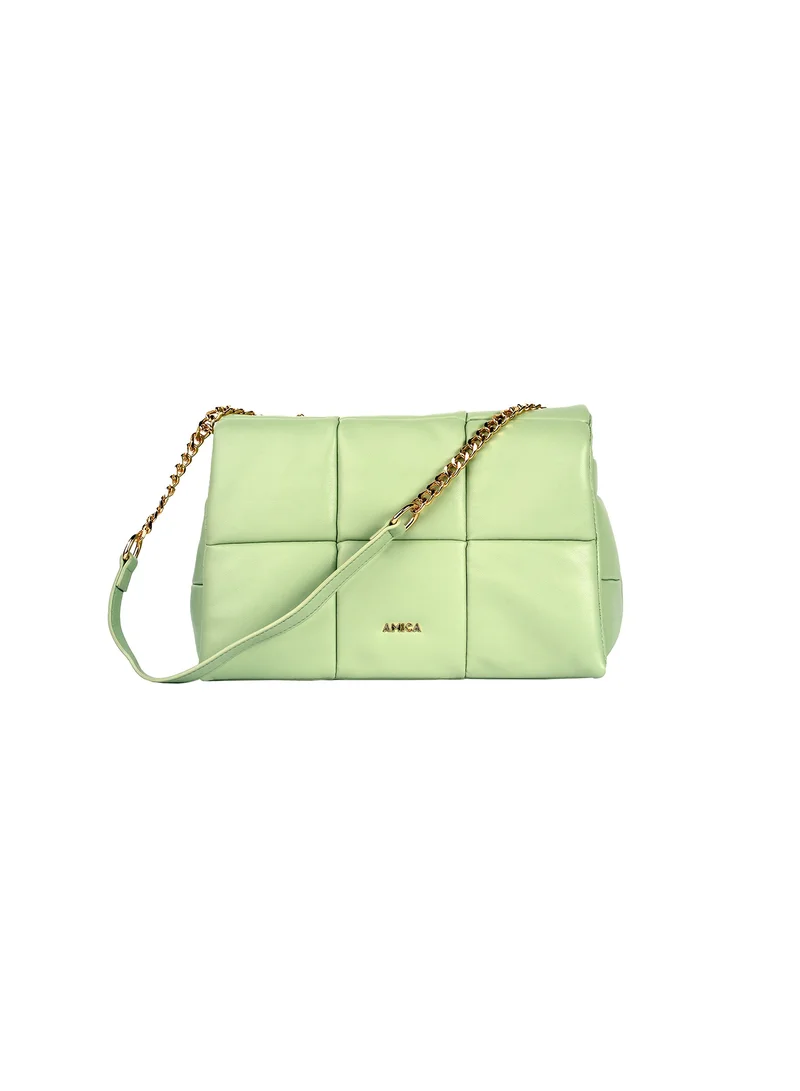 AMICA AMICA Stella Women's Soft Leather Puffer Shoulder Crossbody Handbag with Metal Chain