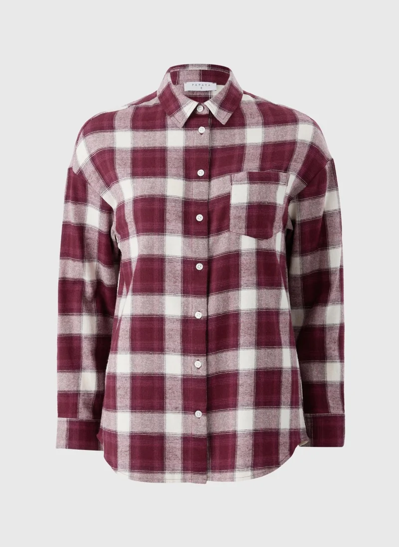 Matalan Burgundy Checked Shirt