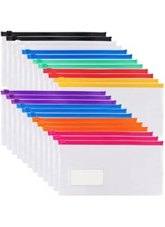 EOOUT 24Pcs Poly Zip Envelope, Plastic Envelope, Reusable Envelopes, 9 X 4.7 Inches, A6 Size, 10 Colors, For Office Supplies  - Image 1
