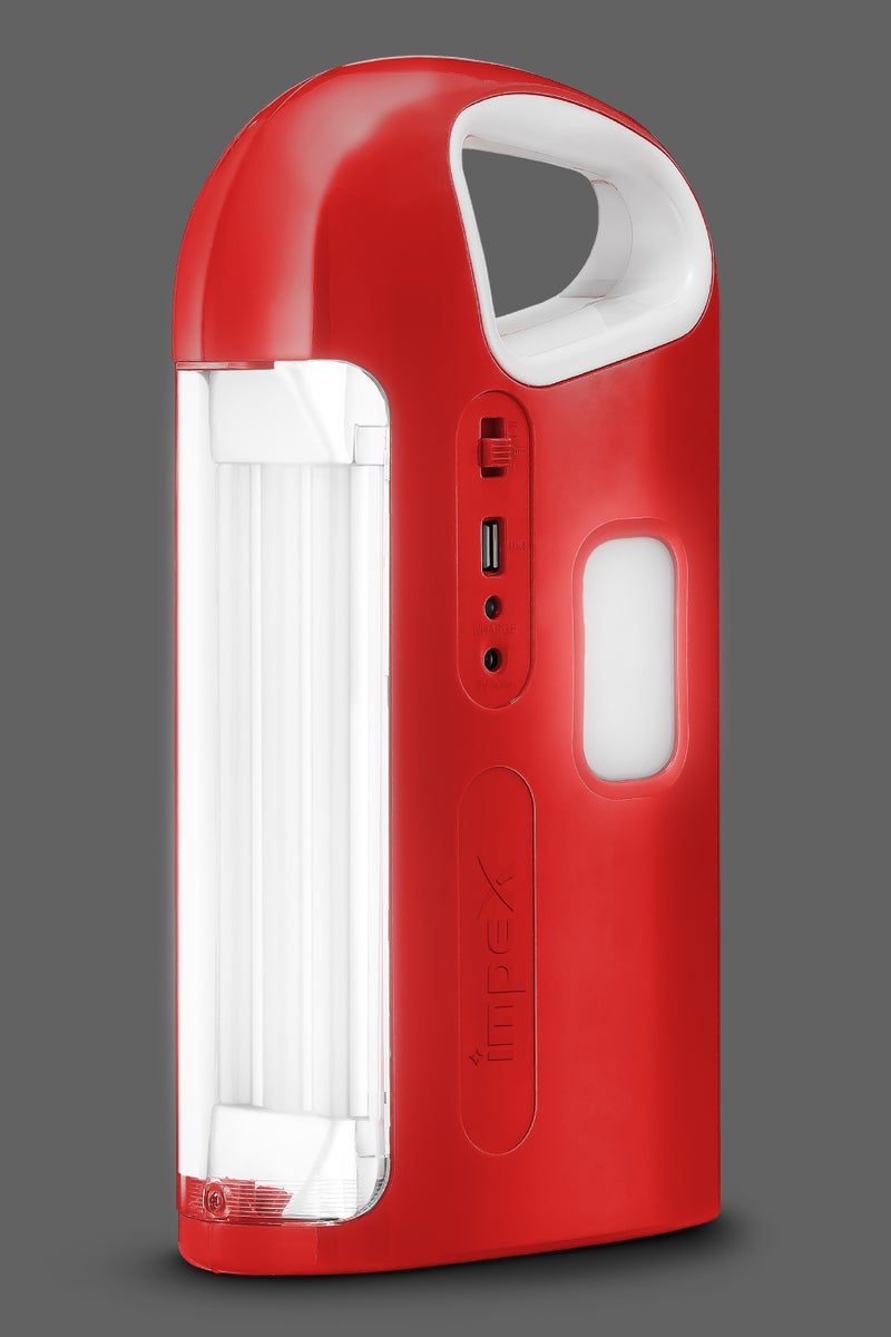 Impex Emergency Rechargeable LED Lantern | 100-Hour Runtime | 4 Light Modes | 500 Lumens | 72+18 SMD LEDs | Power Bank Function | Solar Charging | Overcharge Protection | Ideal for Home, Hiking, Camping | IL 703 - Red - Image 2
