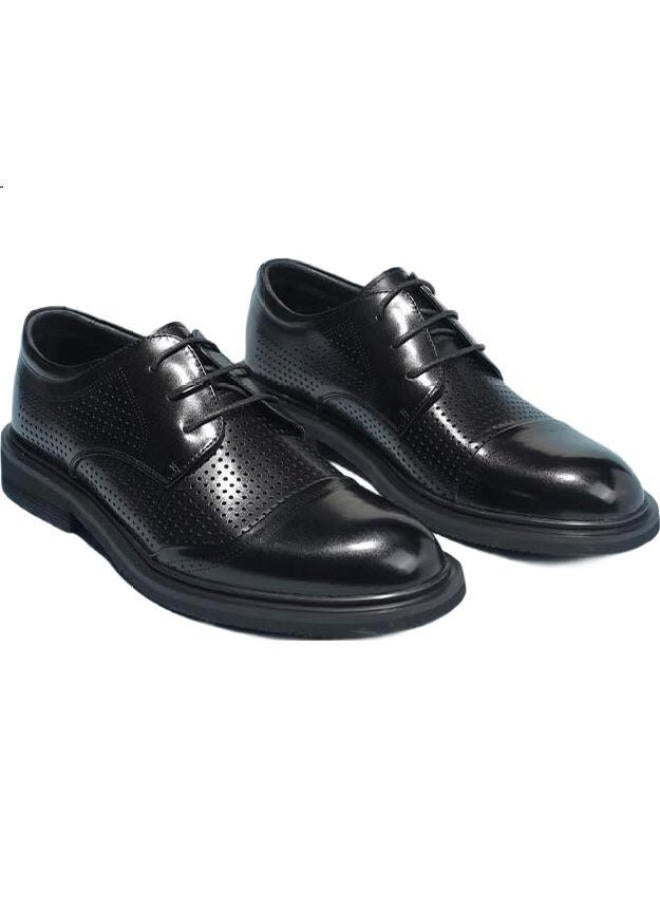 Red Dragonfly Hollow Leather Shoes Spring And Summer Men'S Formal Punching Breathable Derby Shoes Men'S Sandals Men'S Shoes Wta23285 Black 40 - Image 2