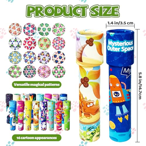 Xeehwb 16 Pcs Classic KaleidoscopesVintage Educational KaleidoscopesRetro Kids Kaleidoscope Toy for Return GiftsParty FavorBag FillersSchool PrizeRandom StyleCute Style - Image 5