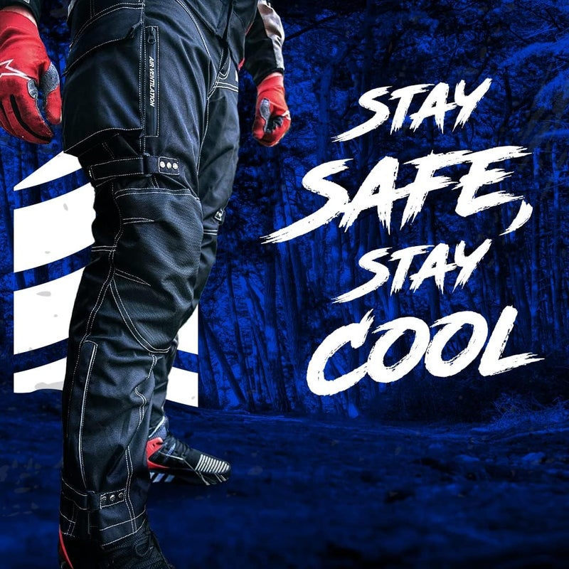 HWK Dual Sport Motorcycle Pants for Men with Water Resistant Cordura Textile Fabric & Impact Protection Armor - Image 5