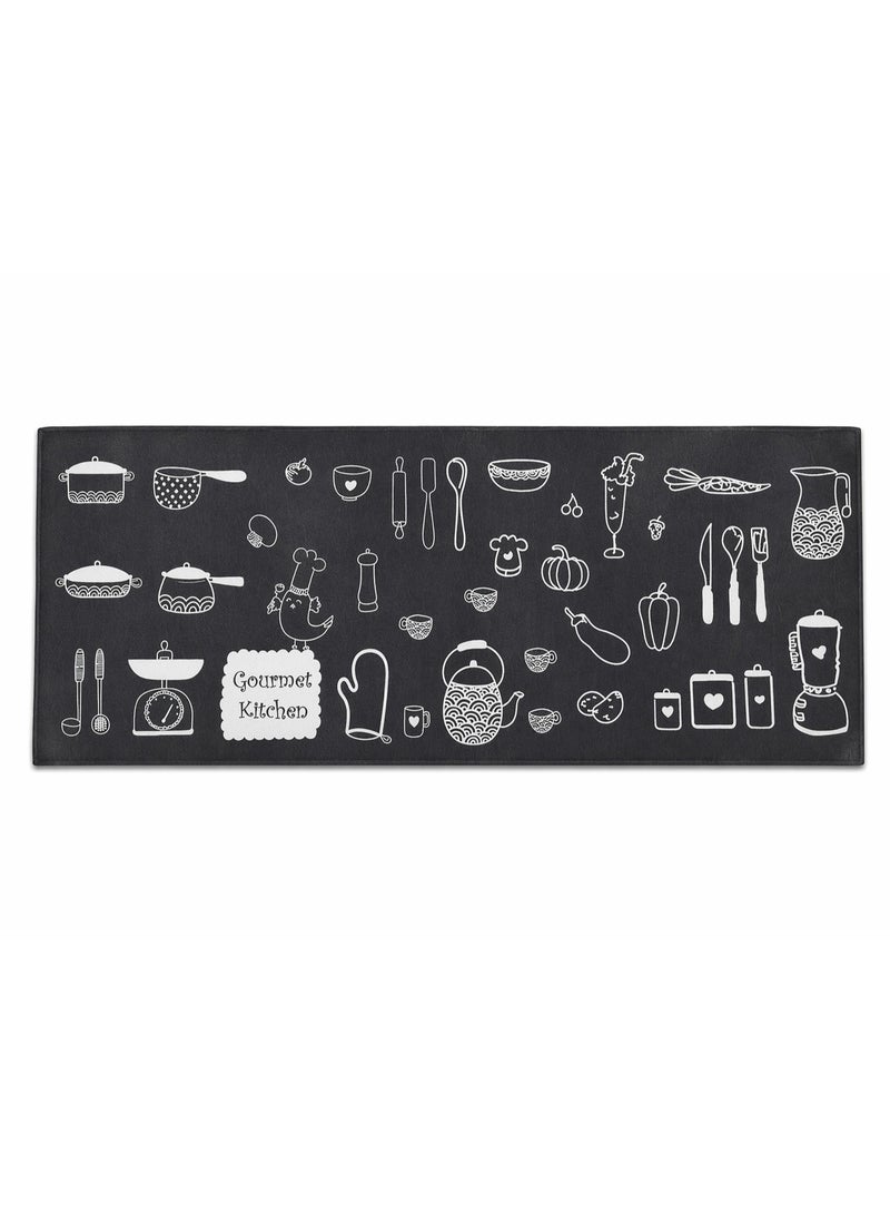 PVC Kitchen Floor Mat Runner, Non Slip Easy Clean Long Rug for Kitchen Bathroom and Entryway, 45 x 120 cm, 1 Piece (Black) - Image 1
