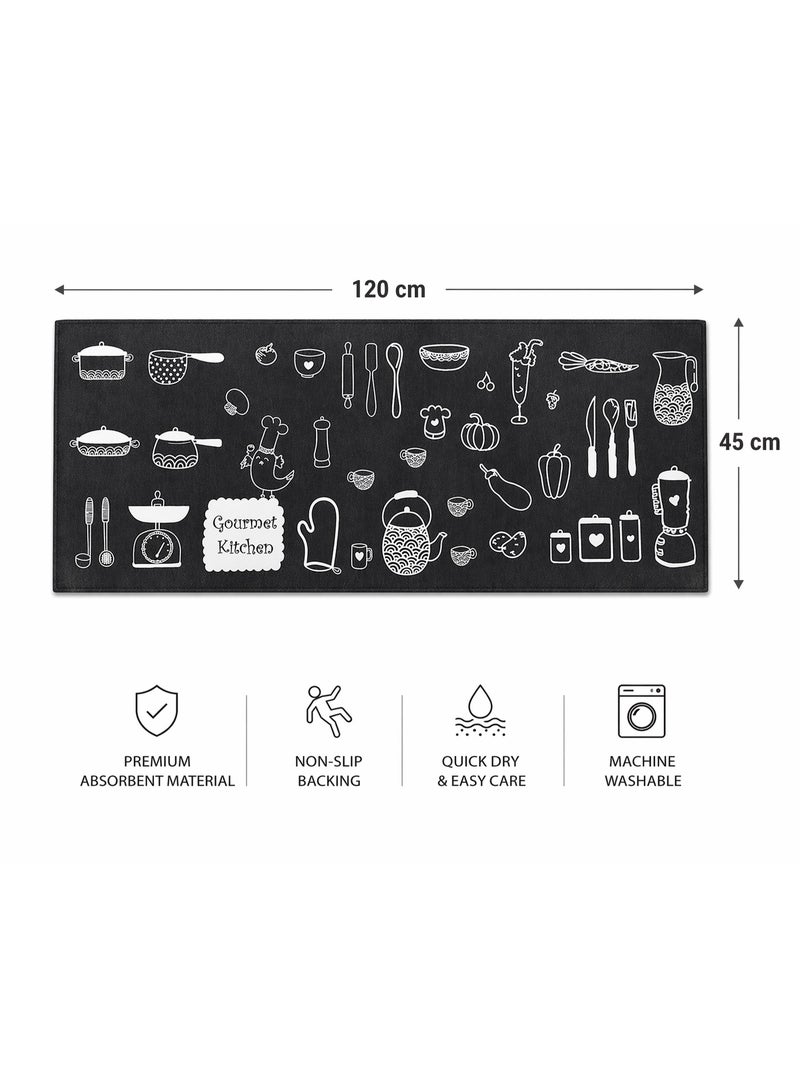 PVC Kitchen Floor Mat Runner, Non Slip Easy Clean Long Rug for Kitchen Bathroom and Entryway, 45 x 120 cm, 1 Piece (Black) - Image 4