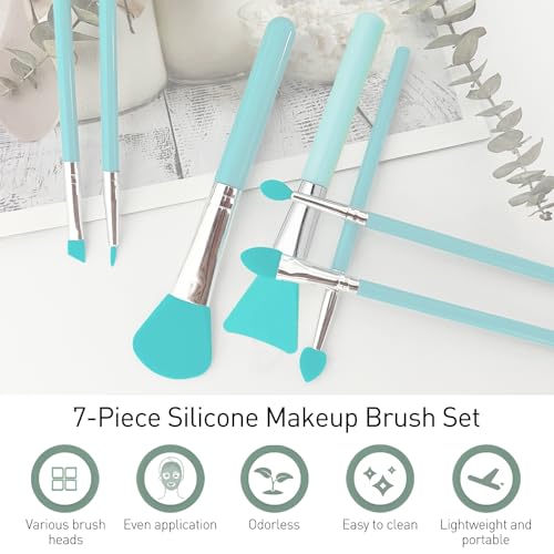 Jaasuee 7 Pcs Silicone Brush applicator kit for Cream Makeup Products and UV Resin Epoxy Art Crafting, Green - Image 3