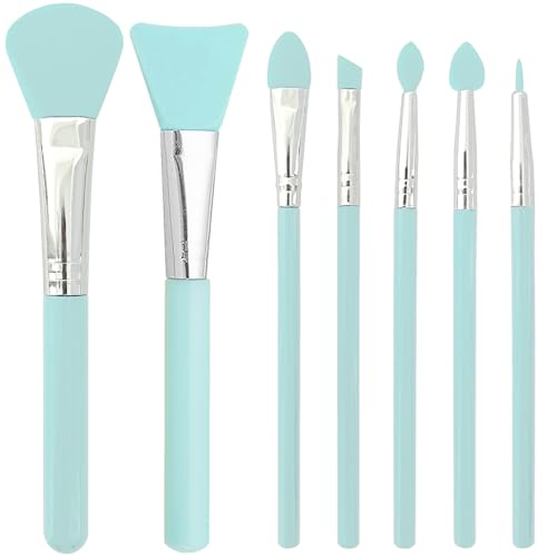 Jaasuee 7 Pcs Silicone Brush applicator kit for Cream Makeup Products and UV Resin Epoxy Art Crafting, Green - Image 1
