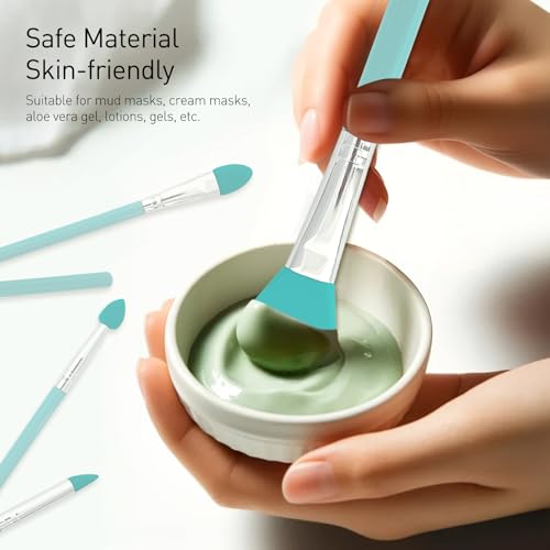 Jaasuee 7 Pcs Silicone Brush applicator kit for Cream Makeup Products and UV Resin Epoxy Art Crafting, Green - Image 4