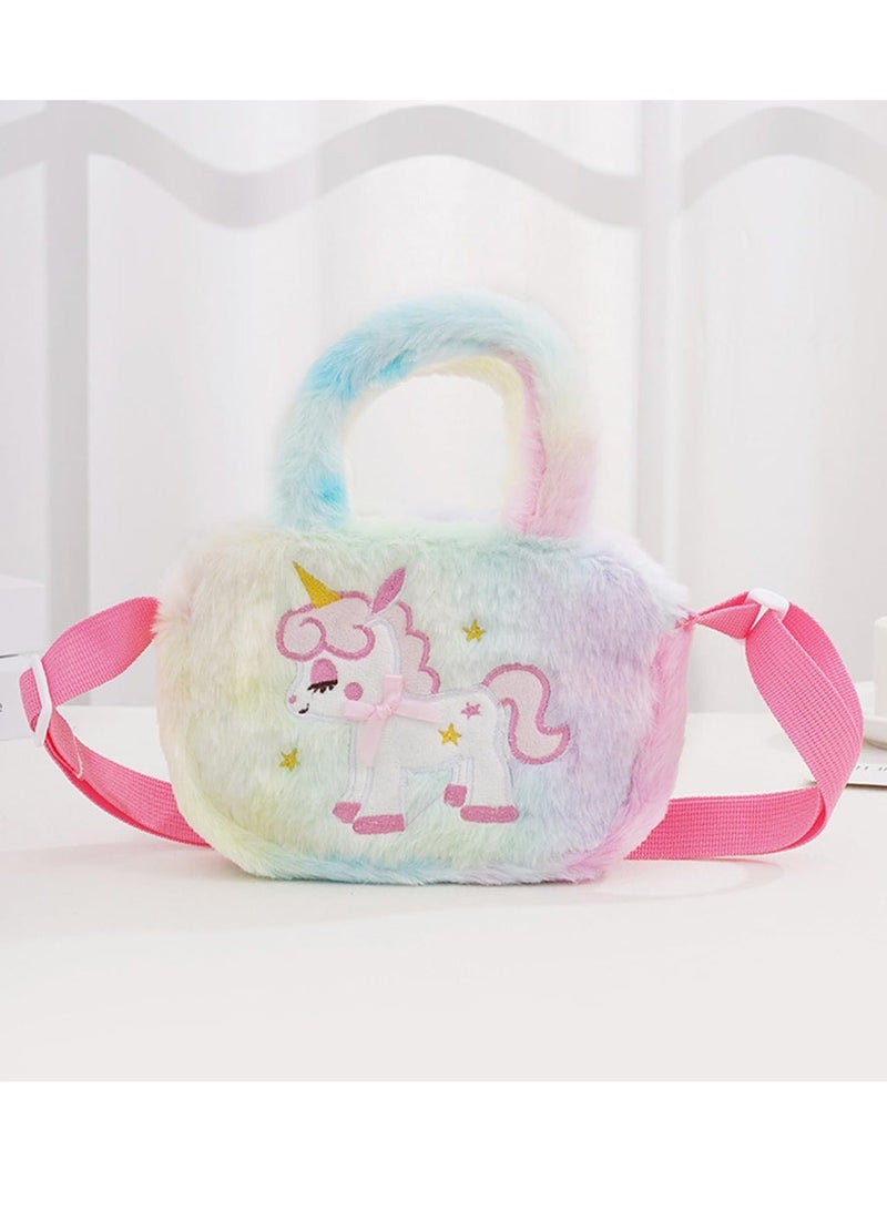 Unicorn Gifts for Girls, 8 PCS Unicorn Crossbody Bag Purse with Jewelry Set, Rainbow Plush Unicorn Princess Necklace Bracelet Rings Earrings Stickers Handbag Gifts Accessories Jewelry Party Favors  - Image 4
