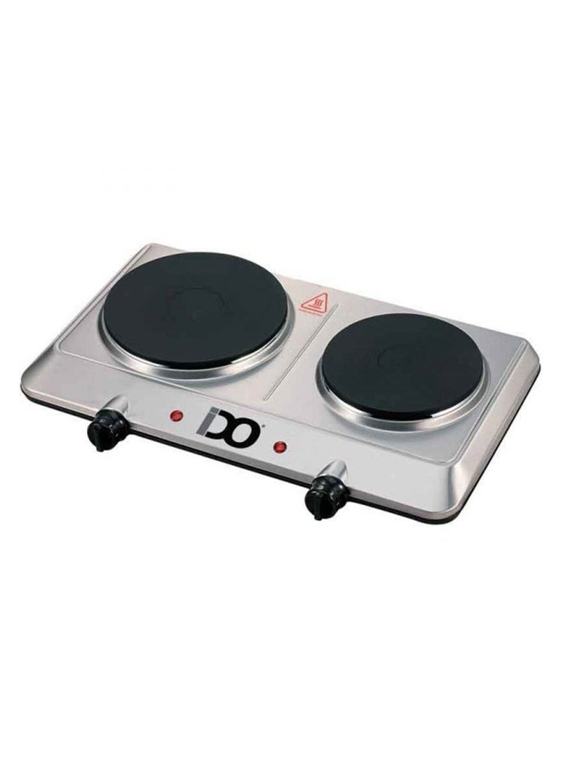 IDO - Electric Hot Plate 1500 Watt 2 Burners/Eyes, quick heating, 5 temperature levels, Silver - HP2E1500-SV - Image 1