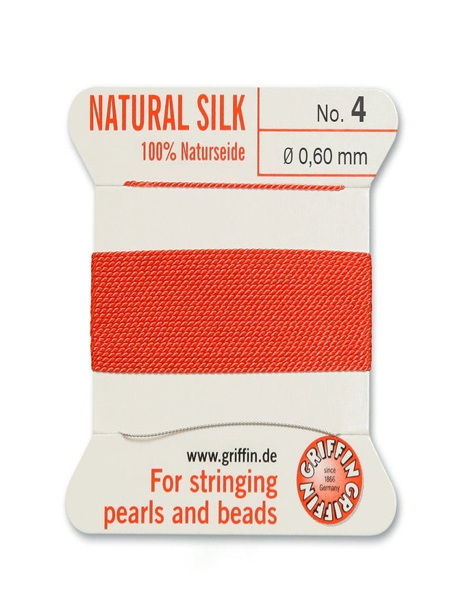 Griffin Silk Beading Cord & Needle Size 4 Coral Orange - Image 1