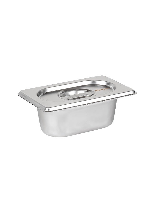 Restaurantware LID ONLY: Met Lux 7 x 4.3 Inch Steam Table Pan Lid, 1 Hotel Pan Lid - Fits 1/9 Size Steam Table Pan, Table Pan Sold Separately, Stainless Steel Steam Pan Cover, Built-In Handle  - Image 1