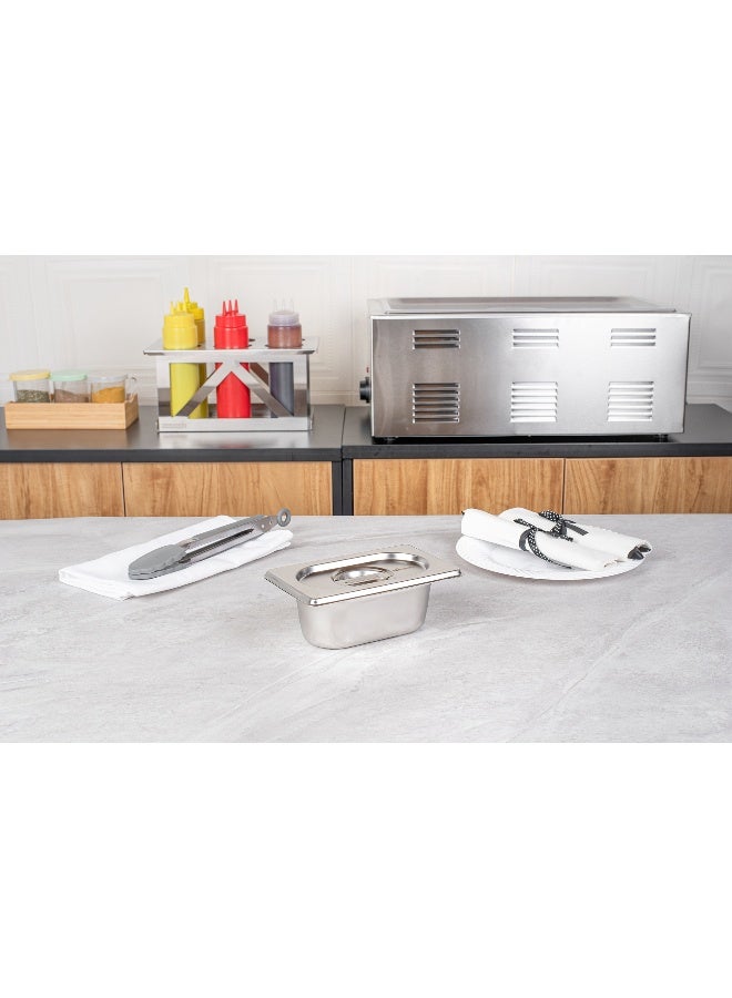Restaurantware LID ONLY: Met Lux 7 x 4.3 Inch Steam Table Pan Lid, 1 Hotel Pan Lid - Fits 1/9 Size Steam Table Pan, Table Pan Sold Separately, Stainless Steel Steam Pan Cover, Built-In Handle  - Image 4