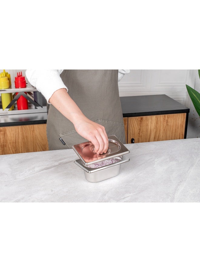 Restaurantware LID ONLY: Met Lux 7 x 4.3 Inch Steam Table Pan Lid, 1 Hotel Pan Lid - Fits 1/9 Size Steam Table Pan, Table Pan Sold Separately, Stainless Steel Steam Pan Cover, Built-In Handle  - Image 5