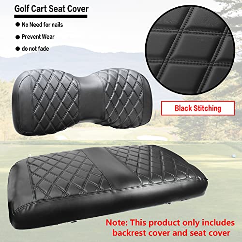 NOKINS Golf Cart YD Diamond Seat Cover for Yamaha Drive/Drive 2 OEM Standard Seat Cushion, No Stapler, Golf Cart Vinyl Replacement Front Seat Cover Black Stitching - Image 3