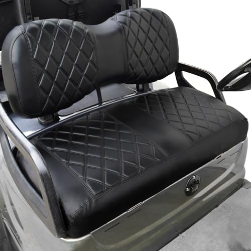 NOKINS Golf Cart YD Diamond Seat Cover for Yamaha Drive/Drive 2 OEM Standard Seat Cushion, No Stapler, Golf Cart Vinyl Replacement Front Seat Cover Black Stitching - Image 1