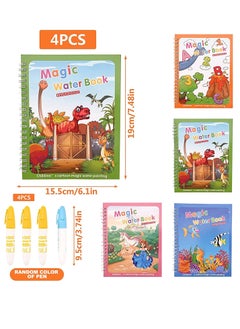 KASTWAVE 4-Piece Cartoon Water Coloring Magic Book With Water Pen For Toddlers And Kids  - Image 1